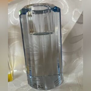 Anthropologie Light Blue Cut Glass Taper Candle Holder.New